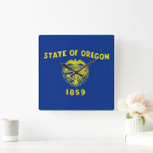 Wall Clock with Flag of Oregon, VS Vierkante Klok (Huis)