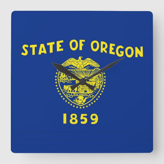 Wall Clock with Flag of Oregon, VS Vierkante Klok (Voorkant)
