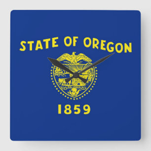 Wall Clock with Flag of Oregon, VS Vierkante Klok