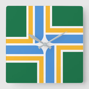 Wall Clock with Flag of Portland, VS Vierkante Klok