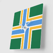 Wall Clock with Flag of Portland, VS Vierkante Klok (Hoek)