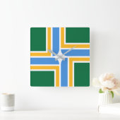 Wall Clock with Flag of Portland, VS Vierkante Klok (Huis)