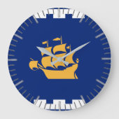 Wall Clock with Flag of Quebec City, Canada Grote Klok (Voorkant)