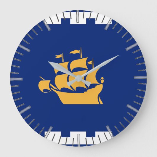 Wall Clock with Flag of Quebec City, Canada Grote Klok (Voorkant)