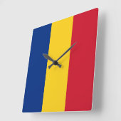 Wall Clock with Flag of Romania Vierkante Klok (Hoek)