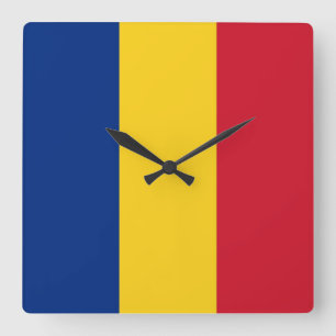 Wall Clock with Flag of Romania Vierkante Klok