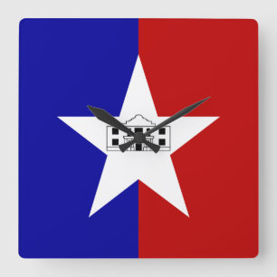 Wall Clock with Flag of San Antonio City, VS Vierkante Klok