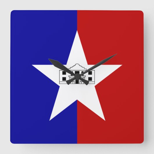 Wall Clock with Flag of San Antonio City, VS Vierkante Klok (Voorkant)