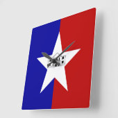 Wall Clock with Flag of San Antonio City, VS Vierkante Klok (Hoek)