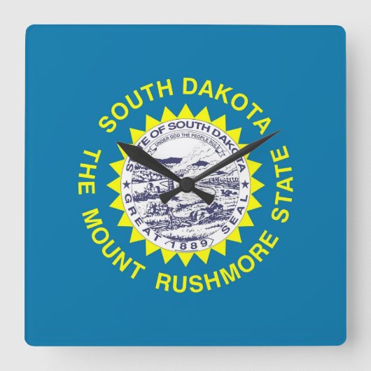Wall Clock with Flag of South Dakota, VS Vierkante Klok (Voorkant)