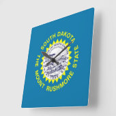 Wall Clock with Flag of South Dakota, VS Vierkante Klok (Hoek)