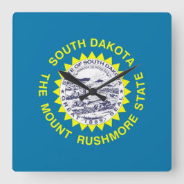 Wall Clock with Flag of South Dakota, VS Vierkante Klok