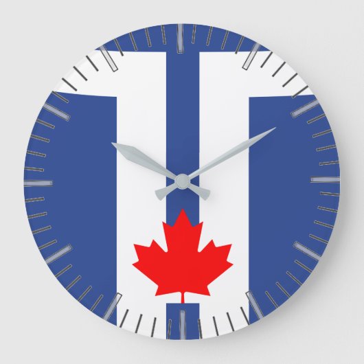 Wall Clock with flag of Toronto, Canada Grote Klok (Voorkant)