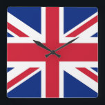 Wall Clock with Flag of United Kingdom Vierkante Klok<br><div class="desc">Awesome patriotic wall clock with Flag of United Kingdom. This product its customizable.</div>