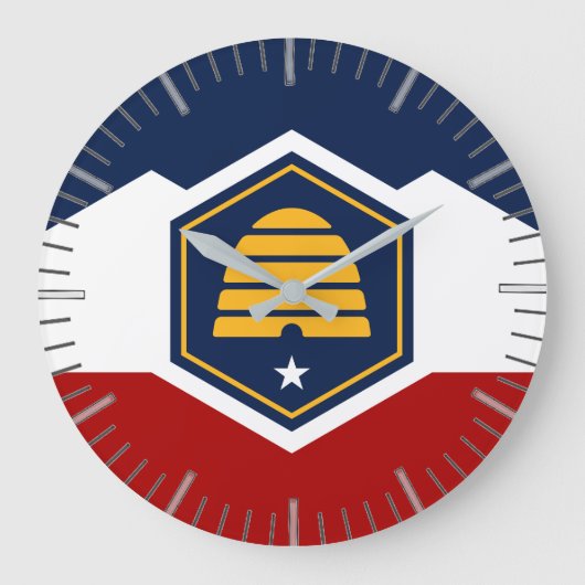 Wall Clock with Flag of Utah, USA Grote Klok (Voorkant)