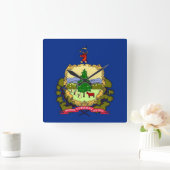 Wall Clock with Flag of Vermont, VS Vierkante Klok (Huis)