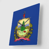 Wall Clock with Flag of Vermont, VS Vierkante Klok (Hoek)