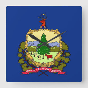 Wall Clock with Flag of Vermont, VS Vierkante Klok