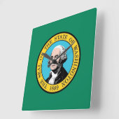 Wall Clock with Flag of Washington State, VS Vierkante Klok (Hoek)