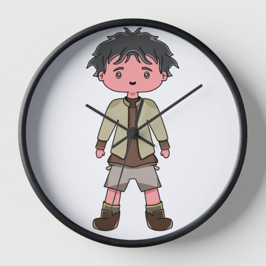 Wall Clock with illustration character cartoon (Voorkant)