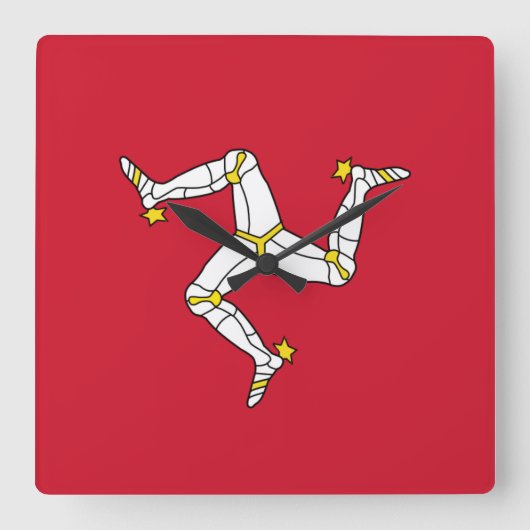 Wall Clock with Isle of Man Flag, Verenigd Koninkr Vierkante Klok (Voorkant)