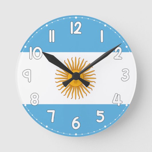 Wall Clock with the flag of Argentina - Flag of Ar Ronde Klok (Voorkant)
