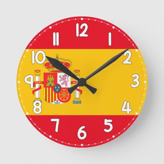 Wall Clock with the Spanish Flag - Flag of Spain Ronde Klok (Voorkant)