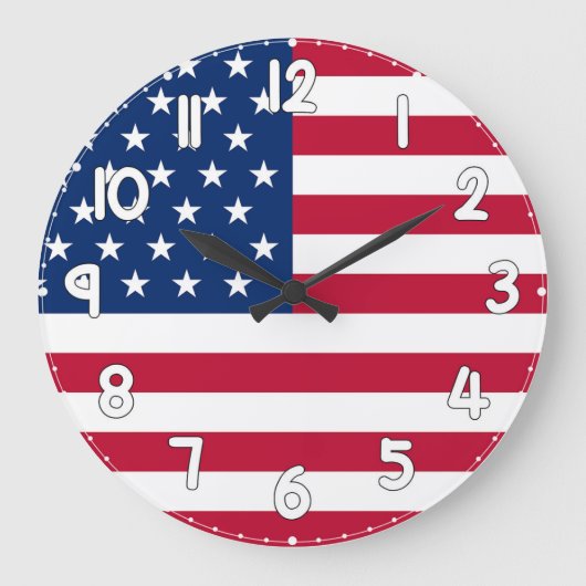 Wall Clock with the United States Flag - USA Flag Grote Klok (Voorkant)