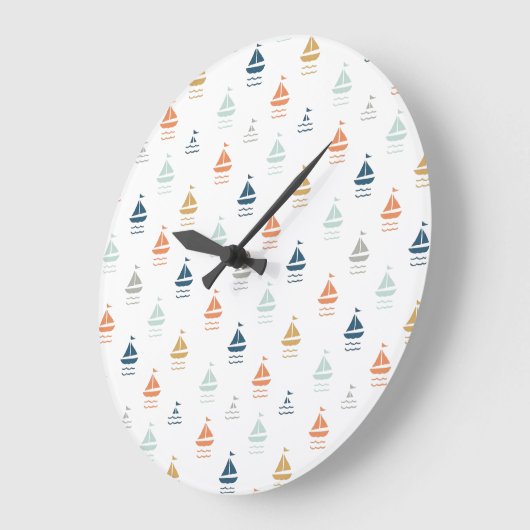 Wall Clock with Tiny Boats – Nautical Kids Room De Grote Klok (Hoek)
