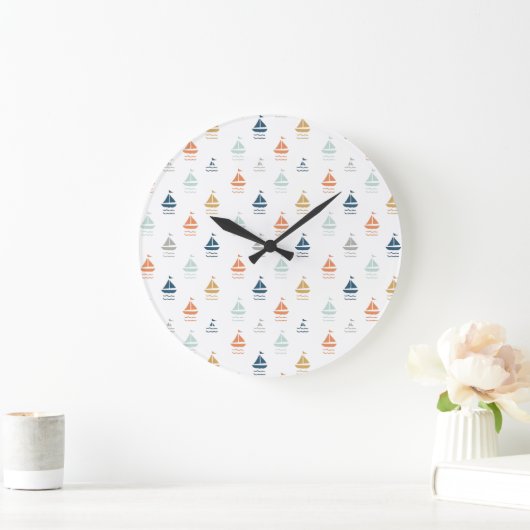 Wall Clock with Tiny Boats – Nautical Kids Room De Grote Klok (Huis)