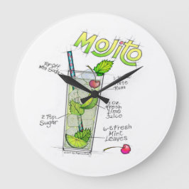 WALL CLOCKS - MOJITO RECIPE COCKTAIL ART GROTE KLOK
