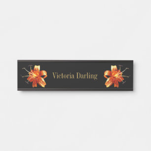 Wall Desk Hanging Name Bord Tiger Lilies Deurbordje