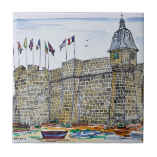 Wall en poort van Concarneau   Bretagne, Frankrijk Tegeltje