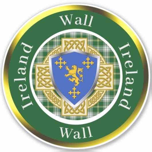 Wall Irish Shield/Celtic Cross Personalized Sticker (Voorkant)