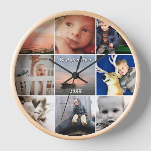 Wall-klokfamilie of Couple's Photo Collage (Voorkant)