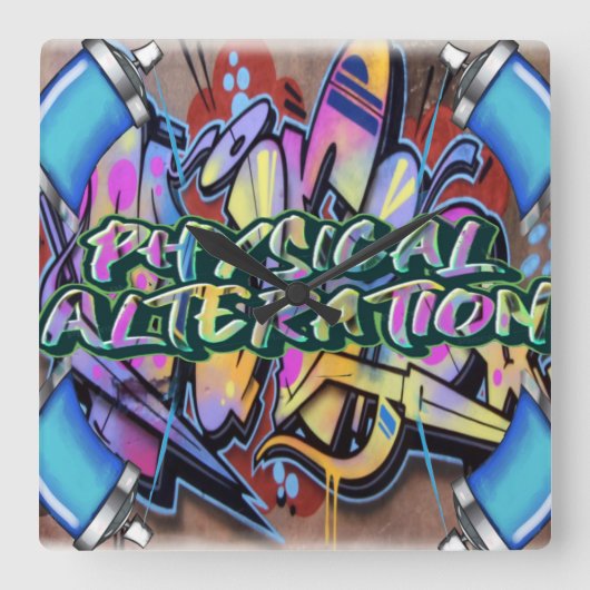 Wall-klokgraffiti Vierkante Klok (Voorkant)