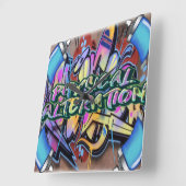 Wall-klokgraffiti Vierkante Klok (Hoek)