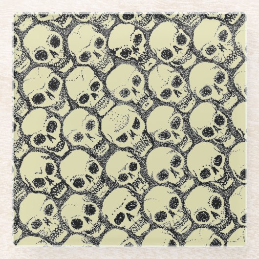 Wall o’ Skulls Glazen Onderzetter (Voorkant)