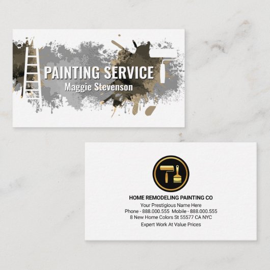 Wall Paint Splatter Home Remodeling Visitekaartje (Voorkant / Achterkant)
