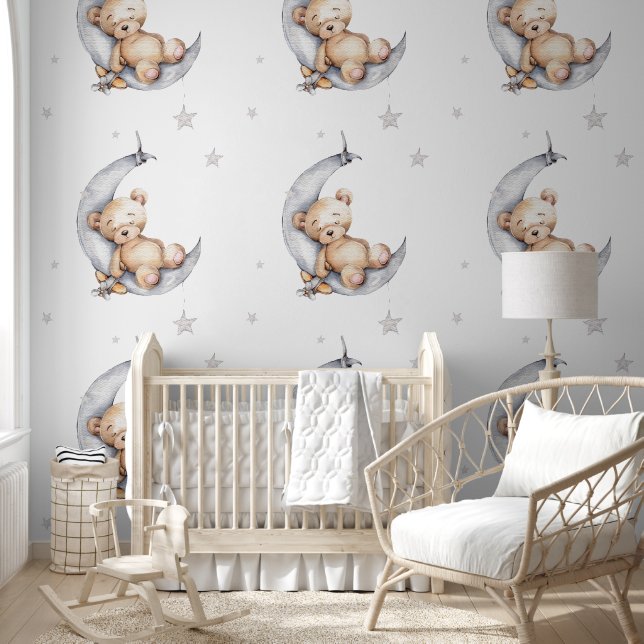 Wall Paper - Bear Asleep On The Moon  Behang (Kinderen)