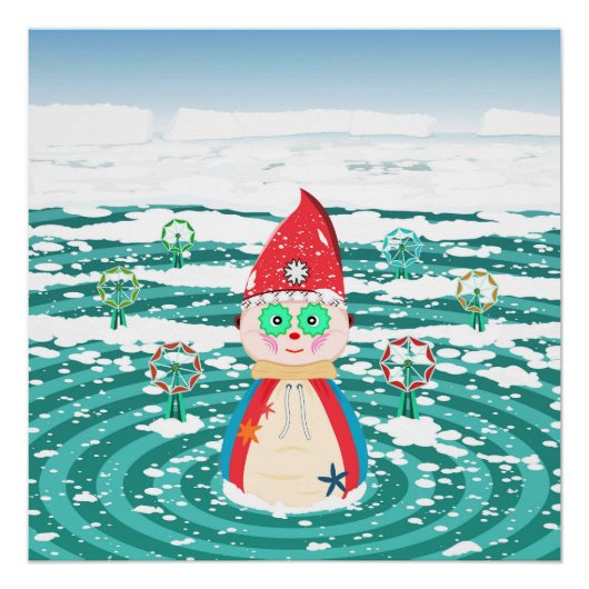 Wall poster - Een verlate kerstillustratie. (Voorkant)