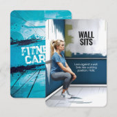Wall Sits Fitness Kaart met Blauwe Achterkant (Voorkant / Achterkant)