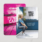 Wall Sits Fitness Kaart met Roze Rug (Voorkant / Achterkant)