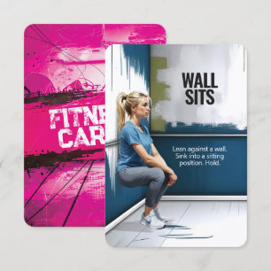 Wall Sits Fitness Kaart met Roze Rug