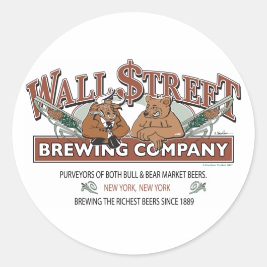 WALL-STREET-BREWING-Company Ronde Sticker (Voorkant)