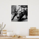 Wall Street Bull Black en White Photography Poster (Keuken)