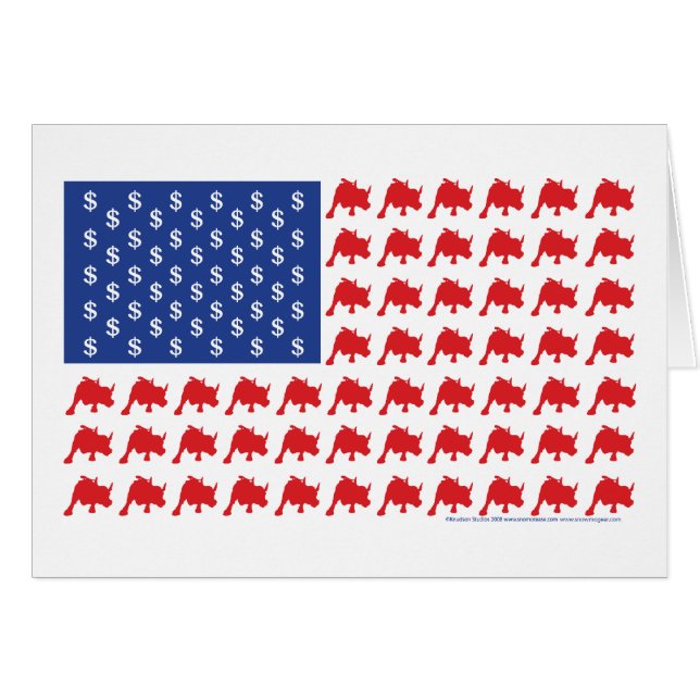 Wall Street Bull Market American Flag (Voorkant Horizontaal)