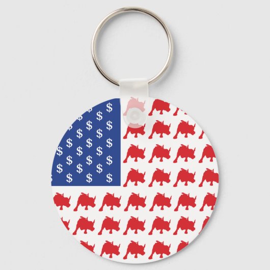 Wall Street Bull Market American Flag Sleutelhanger (Voorkant)