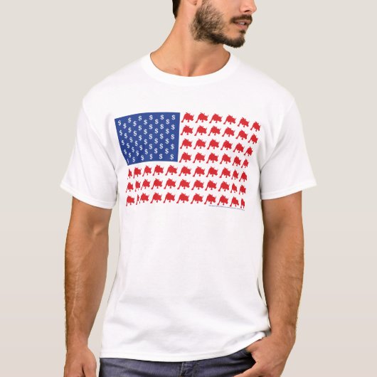 Wall Street Bull Market American Flag T-shirt (Voorkant)