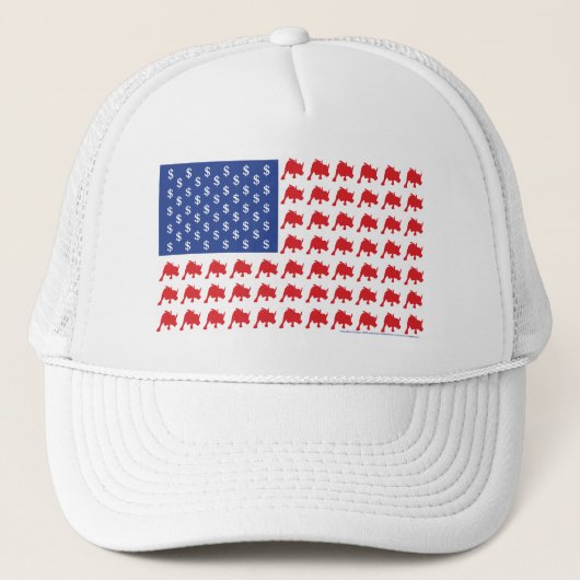 Wall Street Bull Market American Flag Trucker Pet (Voorkant)